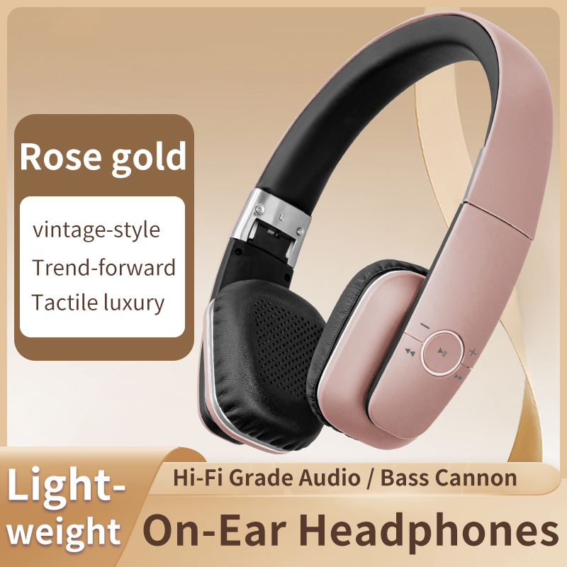 LC-3200 rose gold retro on-ear headphones