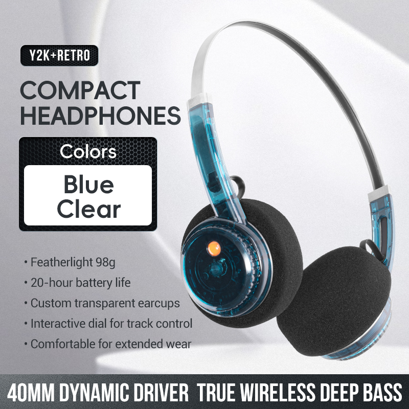 LC-6300 blue clear transparent Bluetooth headphones