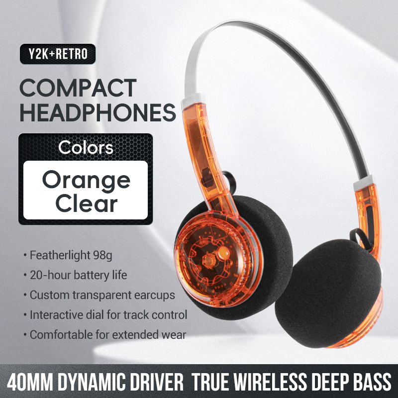 LC-6300 orange clear transparent Bluetooth headphones